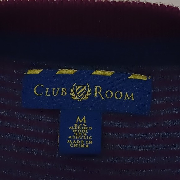 Club Room Mens Sweater M Burgundy V-Neck Wool Blend Pullover‎ Soft Warm - Picture 4 of 7